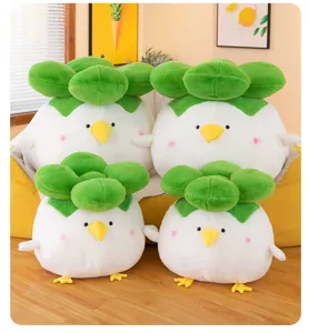 Cute garlic bird plush toy soft stuffed animal vegetable bird doll pillow for kids room decor