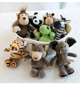 Cute cartoon forest animal plush toys set, cute mini soft stuffed keychains for gifts.