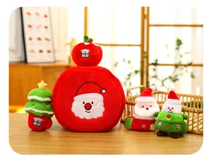Niedliches Weihnachtsplüschtier-Set, Weihnachtsmann und Baum Puppe Dekoration für Geschenke.