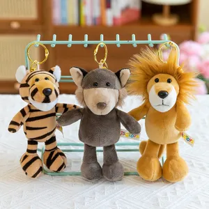 Cartoon Forest Animal Plush Toy Cute Lion Tiger Turtle Doll Keychain Bag Pendant Kids Gift
