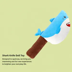 Funny shark knife plush pillow toy, creative cartoon animal doll gift for boys and friends.