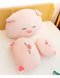Cute pink pig plush pillow set cartoon animal cushion soft nap toy for sofa and bed