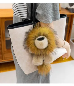 Süßer flauschiger Löwen Plüsch Taschenanhänger, weicher Tier Anhänger für Handtaschen und Deko.