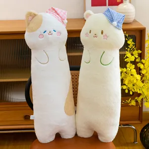 Cute long plush cat and bear body pillow soft sleeping cushion for bedroom sofa decoration