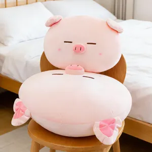 Cute pink pig plush pillow cute cartoon animal cushion soft toy for sofa home decor