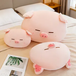 Cute pink pig plush pillow and cartoon cushion for office nap and sofa home decoration.