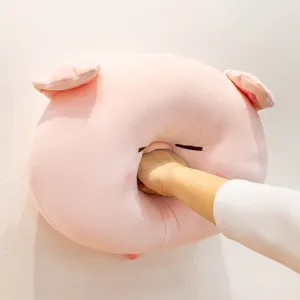 Cute pink pig plush pillow soft cartoon animal cushion for office nap and sofa home decor