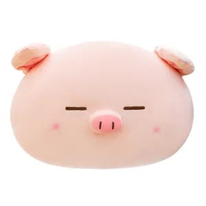 Cute Pink Pig Plush Pillow Cartoon Big Face Animal Cushion for Office Nap and Sofa Decor