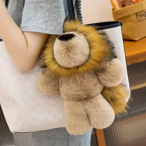 Fluffiger kleiner Loewe Plueschtier Tasche Anhaenger suesses Tier Schluesselanhaenger