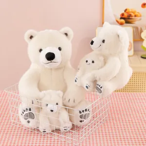 Süßes Mutter und Baby Eisbär Plüschtier Set, weiche Kuscheltier Puppe für Kindergeschenk Heimdekor.