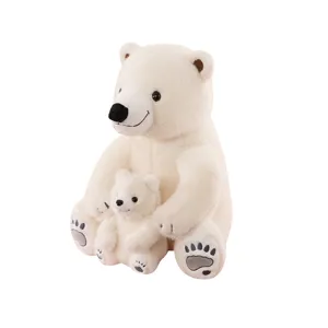 Süßes Mutter und Kind Eisbär Plüschtier, weiches Kuscheltier für Deko Geschenk.