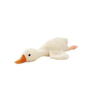 Cuscino in peluche oca bianca carina, morbido giocattolo di peluche per bambini, compagno di sonno.