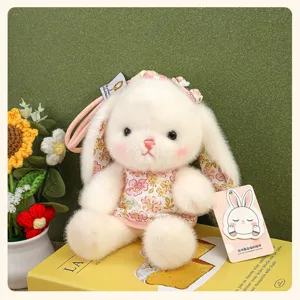 Nouveau style chinois lapin robe florale pendentif peluche poupée joli jouet cadeau.