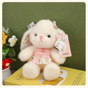 Peluche lapin style chinois pendentif jolie robe florale jouet poupée douce cadeau