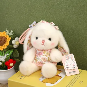 Nouveau Style Chinois Jupe Florale Lapin Pendentif Jouet en Peluche Mignonne Poupée de Pâques Charme de Sac Ornement de Bureau Cadeau