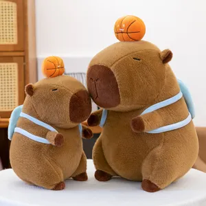 Süßes Wasserschwein Plüschtier mit Basketball Rucksack weiche Kuscheltier Puppe Sport Geschenk