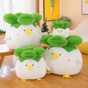 Cute garlic bird plush toy, soft stuffed cabbage chicken doll for hugging and sleeping gift.
