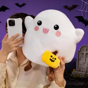 Halloween Ghost Pumpkin Plush Pillow Cute Stuffed Doll Soft Holiday Party Decoration Gift For Kids Room Decor