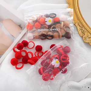 Bambini colorato peluche pompon mini elastici per capelli carino neonato elastico accessori
