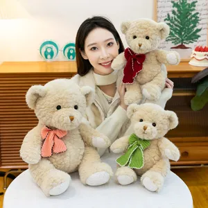 Cute Bowtie Teddy Bear Stuffed Animal Plush Toy Soft Hugging Doll Kids Birthday Gift Home Decor Pillow Companion