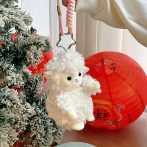 Cute fluffy sheep plush keychain pendant soft toy bag charm aesthetic car accessory gift
