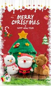 Weihnachten Plueschspielzeug Set Weihnachtsmann Schneemann Rentier Puppe Detailansicht