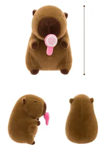 Grazioso peluche capibara con lecca-lecca morbida bambola animale display multi-angolare