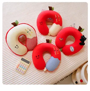 Cuscino da Viaggio a Forma di U Gatto Fragola Morbido Cuscino per Collo in Memory Foam Confortevole