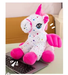 Cute angel unicorn plush toy rainbow pony doll pillow soft comfortable pony doll pillow