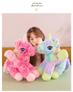 Cute angel unicorn plush toy rainbow pony doll soft and comfortable hugging pillow plushie