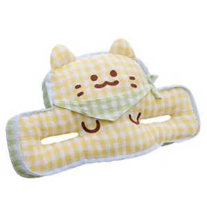 Cute cat anti-collision baby safety head pillow yellow grid cushion for electric vehicle