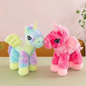 Cute angel unicorn plush toy rainbow pony stuffed animal soft cuddly doll pillow for kids