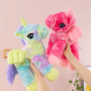 Cute angel unicorn plush toy, soft rainbow pony doll pillow for kids and girls room.