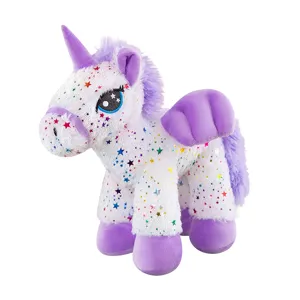 Cute angel unicorn plush toy rainbow pony stuffed animal soft plush doll for kids gifts room