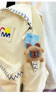 Cute cartoon plush capybara keychain pendant, soft fluffy backpack accessory and nice gift.