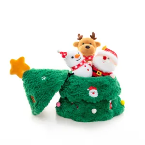 Weihnachten Plüschtier Set mit Weihnachtsmann Schneemann Rentier und Baum Puppen Feiertag Geschenk.