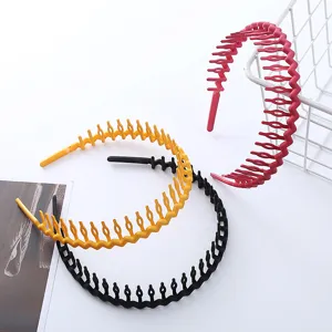 Plastic toothed hair hoops set, anti-slip wavy headbands for women face washing, 3pcs.