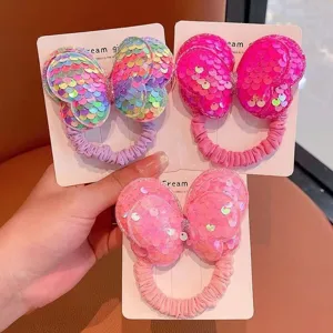 Chouchous cheveux nœud papillon à paillettes colorées pour enfants, accessoires mignons.