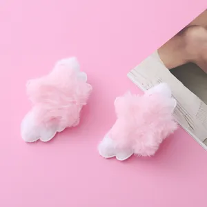 Cute plush star hair clip pink angel wings hairpin sweet girlish autumn winter hair accessories