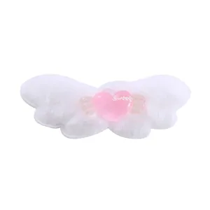 Cute white plush hair clip with pink transparent heart and angel wings for sweet girl style