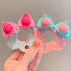Schattige Y2K dopamine haarclips voor kinderen, kleurrijk bloemen- en kattenoorontwerp voor dagelijks.