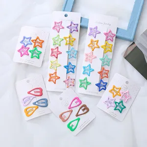 Kinder Haarklammern Süße Stern Herz Haarnadeln Bonbonfarben BB Haarklammern Set Legierung Haarschmuck Für Mädchen Kinder