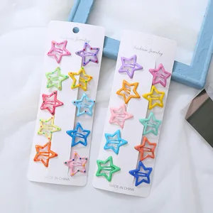 Bunte Stern Haarklammern für Kinder Bonbonfarbe süße Haarnadel Mädchen Seitenklammer Set
