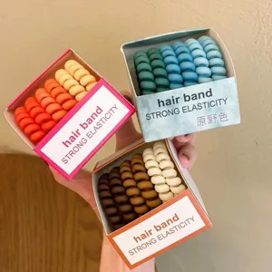 6-pack matte spiral hair ties, colorful gradient phone cord hair bands for women daily use.