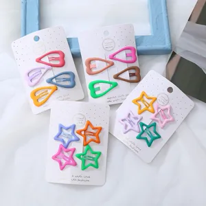Kinder Bonbon Farbe Herz Stern Haarnadeln süße Mädchen Seiten Clip Haarschmuck Set