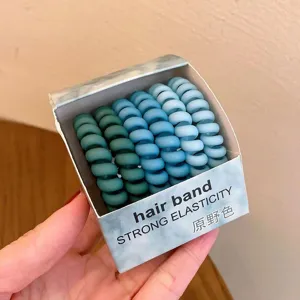 Gradient telephone cord hair bands, 6-pack matte hair ties for daily ponytails.