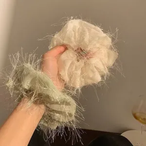 Scrunchies luminosi con frange elegante elastico capelli donna accessorio stile chic