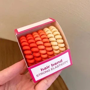 Gradient matte telephone wire hair ties 6 pack, durable spiral hair bands for women and girls.