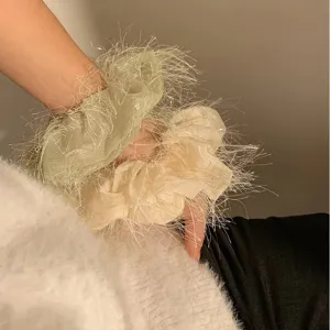 Scrunchie per capelli con frange dettaglio, elastico luminoso tinsel per acconciatura