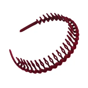 Maroon velvet teeth headband non-slip hair hoop for women daily facial washing hair styling